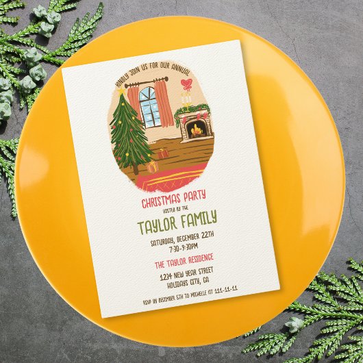 予測できな手お洒落引きクリスマスディナーパーティー 招待状