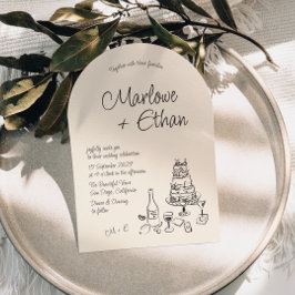 予測できな手書き図解入りの、写真付きのアー結婚チ 招待状