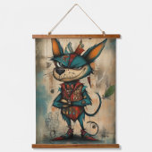 予測できな抽象芸術ドッグキャラクターアート 吊り下げ型タペストリー (正面)