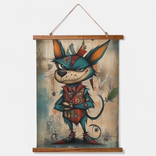 予測できな抽象芸術ドッグキャラクターアート 吊り下げ型タペストリー (正面)