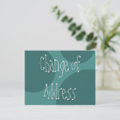 予測できな文字のティール(緑がかった色)円の新しいアドレスカード 招待状 (スタンド正面)