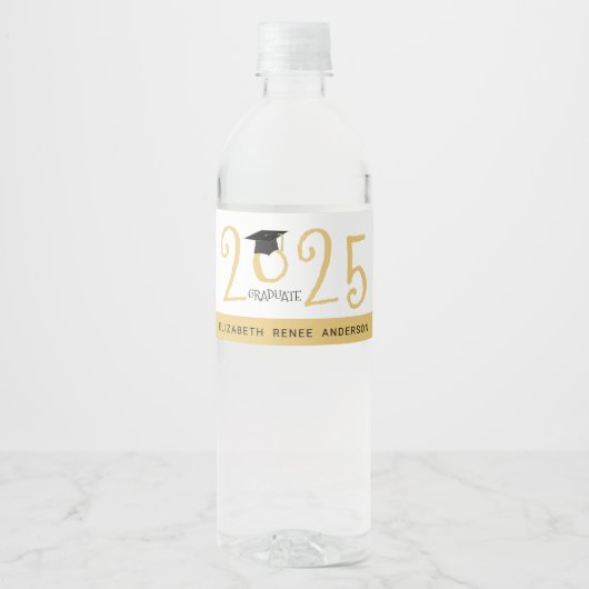 予測できな文字2023年金ゴールド卒業 ペットボトルラベル (正面)