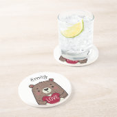 予測できな熊お洒落ハートスケッチ コースター (側面)