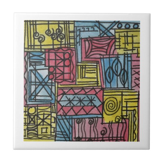 予測できな – 手絵を描色芸術 タイル (正面)