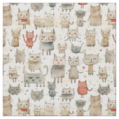 予測できなMeowments:Whimsy Cat ファブリック (クローズアップ)