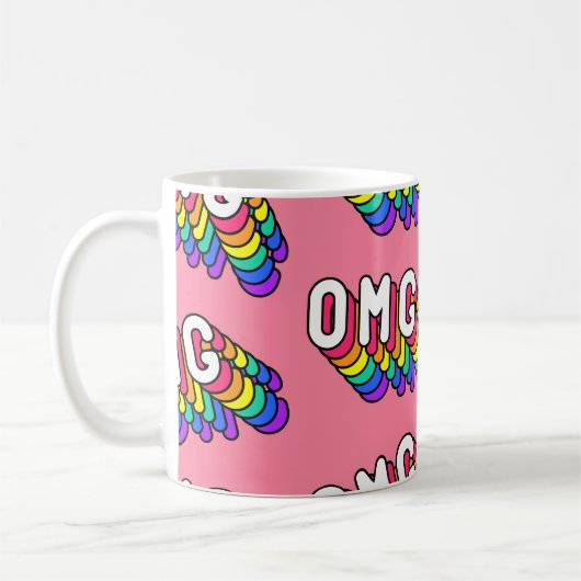 予測できなOMGピンク漫画壁紙 コーヒーマグカップ (左)