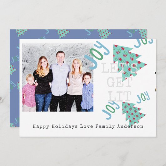 予測できなPHOTOクリスマスフォークアートタイプセットカード サンキューカード (正面/裏面)