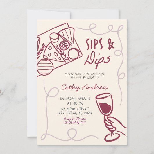 予測できなSipsとDipsの誕生日パーティー 招待状 (正面)