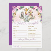 予測とアドバイスサファリ赤ちゃんシャワーゲームカード 招待状 (正面/裏面)