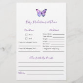 予測とアドバイスバタフライベビーシャワーゲーム チラシ (正面)