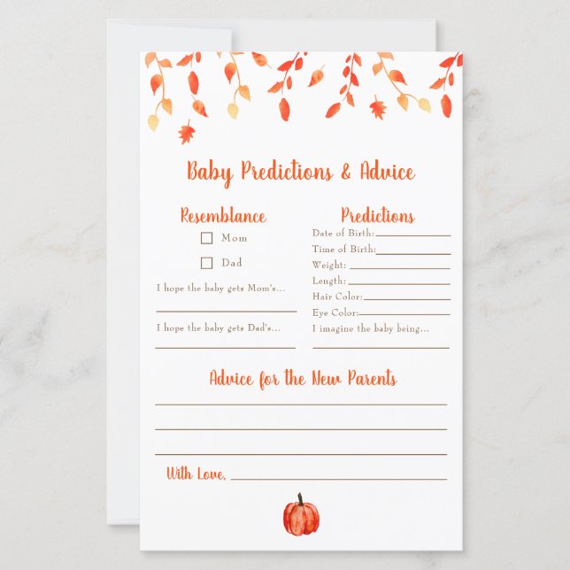 予測とアドバイスリトルカボチャ赤ちゃんシャワー (正面)