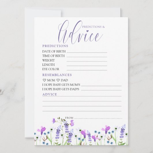 予測とアドバイスワイルドフラワー印刷可能カード 招待状 (正面)