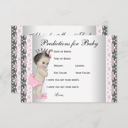 予測とアドバイス保護者の女の子の赤ちゃんシャワー アドバイスカード (正面/裏面)