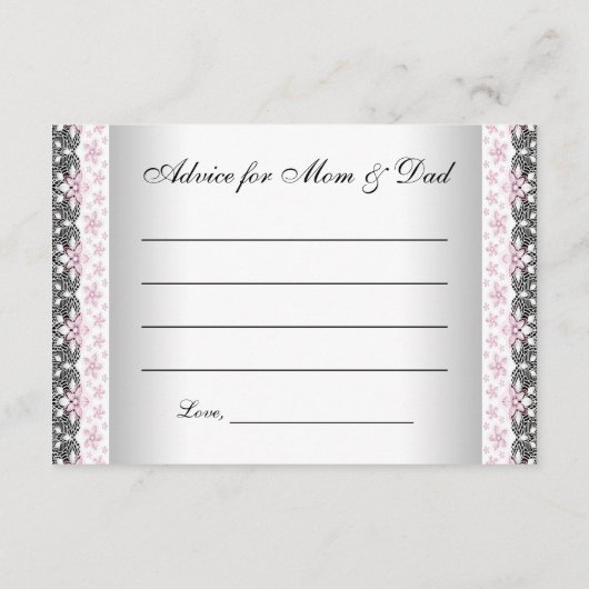 予測とアドバイス保護者の女の子の赤ちゃんシャワー アドバイスカード (裏面)