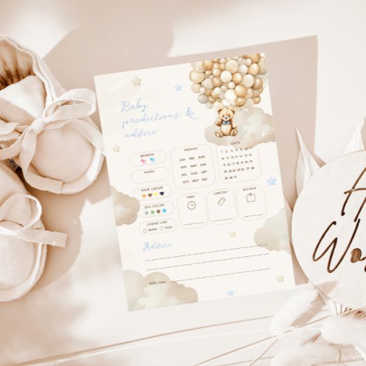 予測アドバイステディベア赤ちゃんシャワーゲーム 招待状