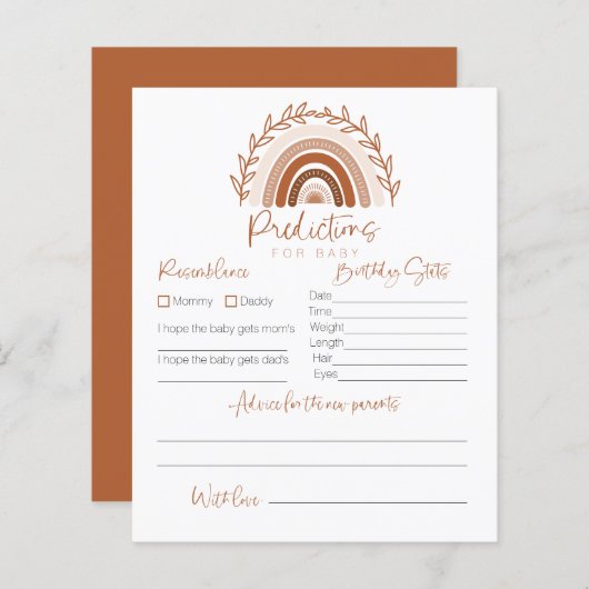 予測ベビーカードBoho Rainbowゲーム (正面/裏面)