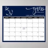 予測ベビーシャワー航海のいかりネイビーブルー ポスター (正面)