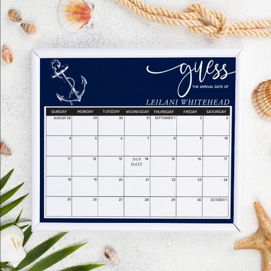 予測ベビーシャワー航海のいかりネイビーブルー ポスター