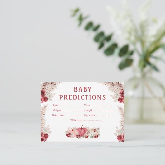 予測秋カボチャ赤ちゃんシャワーゲームカード エンクロージャーカード (スタンド正面)