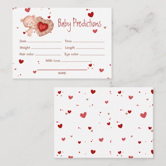 予測赤い甘い赤ちゃんシャワーゲーム エンクロージャーカード (正面/裏面)