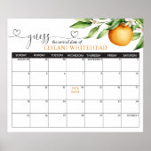 予測赤ちゃんシャワーかわいこちゃんオレンジ ポスター (正面)