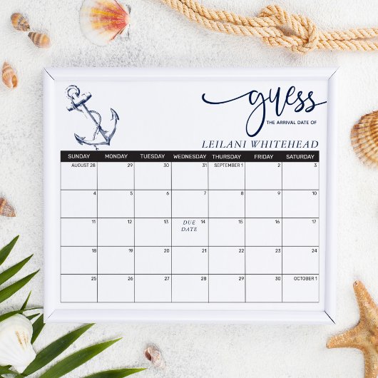 予測赤ちゃんシャワー航海のいかり推定日 ポスター