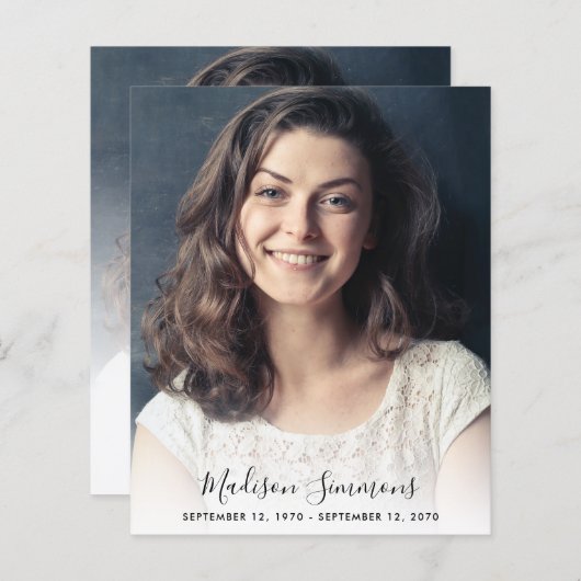 予算ありがとうお葬式フォト悔やみや弔慰悲しみカード (正面/裏面)