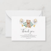 予算ありがとうウッドランドベアーベイビーシャワー ノートカード (正面)