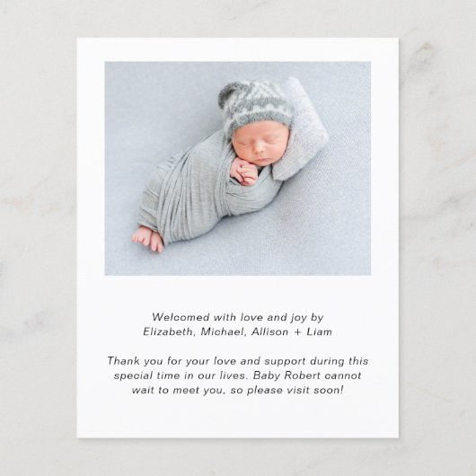 予算ありがとう写真の誕生発表 (裏面)