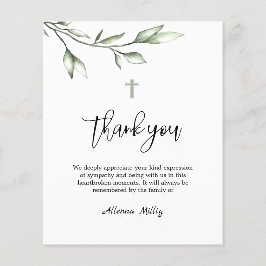 予算ありがとう葬儀クロス記念カード (正面)