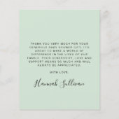 予算ありがとう赤ちゃんシャワーミントグリーンキャリッジ (裏面)