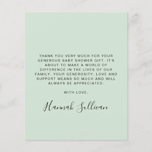 予算ありがとう赤ちゃんシャワーミントグリーンキャリッジ (裏面)
