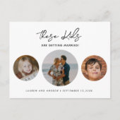 予算おもしろいキッズフォトウェディング日付の保存 案内ポストカード (正面)