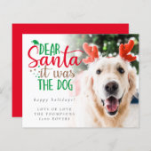 予算おもしろいサンタそれは犬の写真ホリデーカードだった (正面/裏面)