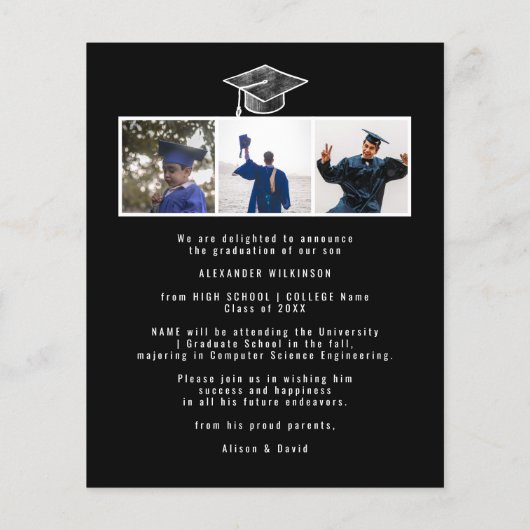 予算おもしろいザリガニ煮沸卒業3写真招待状 チラシ (裏面)