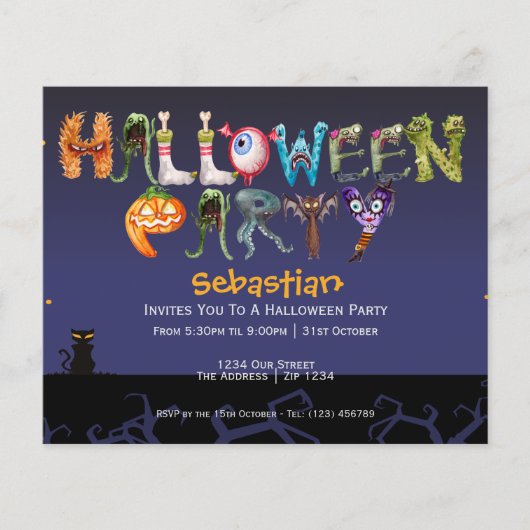 予算おもしろいハローウィンパーティ不気味タイポグラフィ (正面)