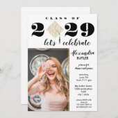 予算おもしろいファクトフォトスクリプトクラス卒業 招待状 (正面/裏面)