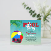 予算おもしろいプールパーティー誕生日招待状 (スタンド正面)