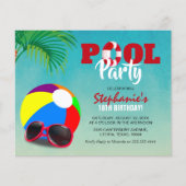 予算おもしろいプールパーティー誕生日招待状 (正面)