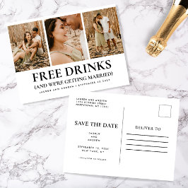 予算おもしろい写真シンプル結婚式日付の保存 ポストカード