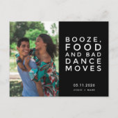 予算おもしろい写真結婚式の日付の保存 案内ポストカード (正面)