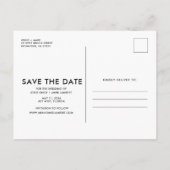 予算おもしろい写真結婚式の日付の保存 案内ポストカード (裏面)