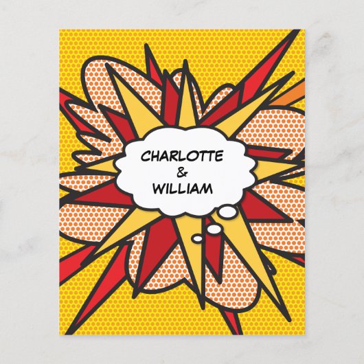 予算おもしろい幾何学的漫画ブック結婚式招待状 (裏面)