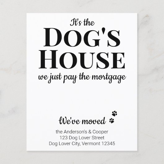 予算おもしろい引っ越しました犬の引越し発表 (正面)