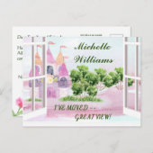 予算おもしろい水彩城を移動した 案内ポストカード (正面/裏面)