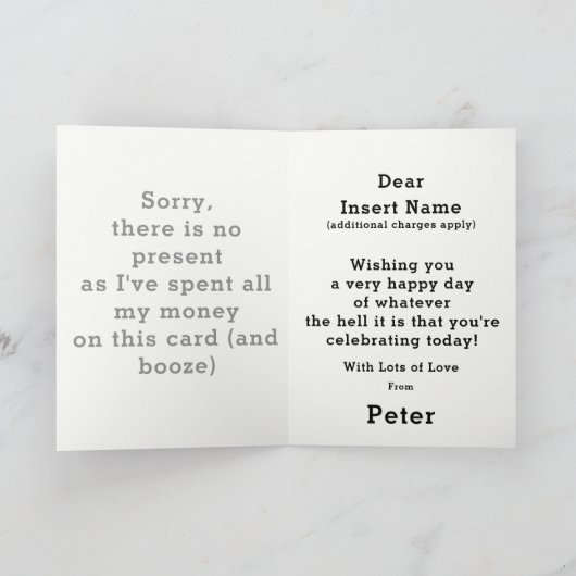 予算おもしろい祝日カード シーズンカード (内部)