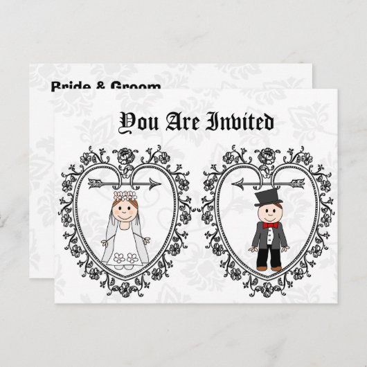 予算おもしろい結婚式招待状 インビテーションポストカード (正面/裏面)