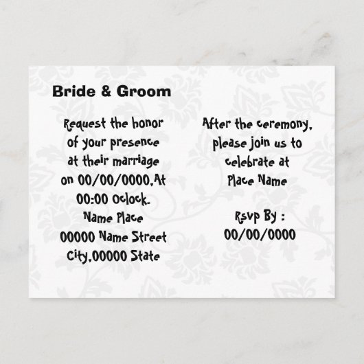 予算おもしろい結婚式招待状 インビテーションポストカード (裏面)