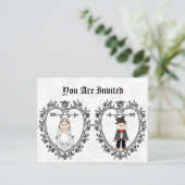 予算おもしろい結婚式招待状 インビテーションポストカード (スタンド正面)