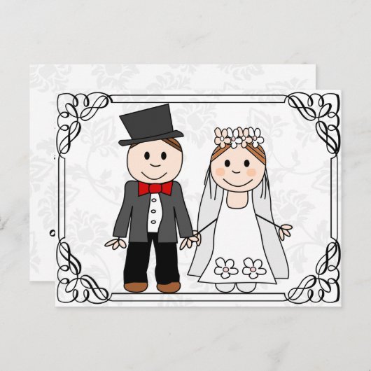 予算おもしろい結婚式招待状 インビテーションポストカード (正面/裏面)